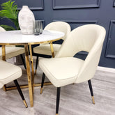 Set of 2 Astra Cream Leather Dining Chairs